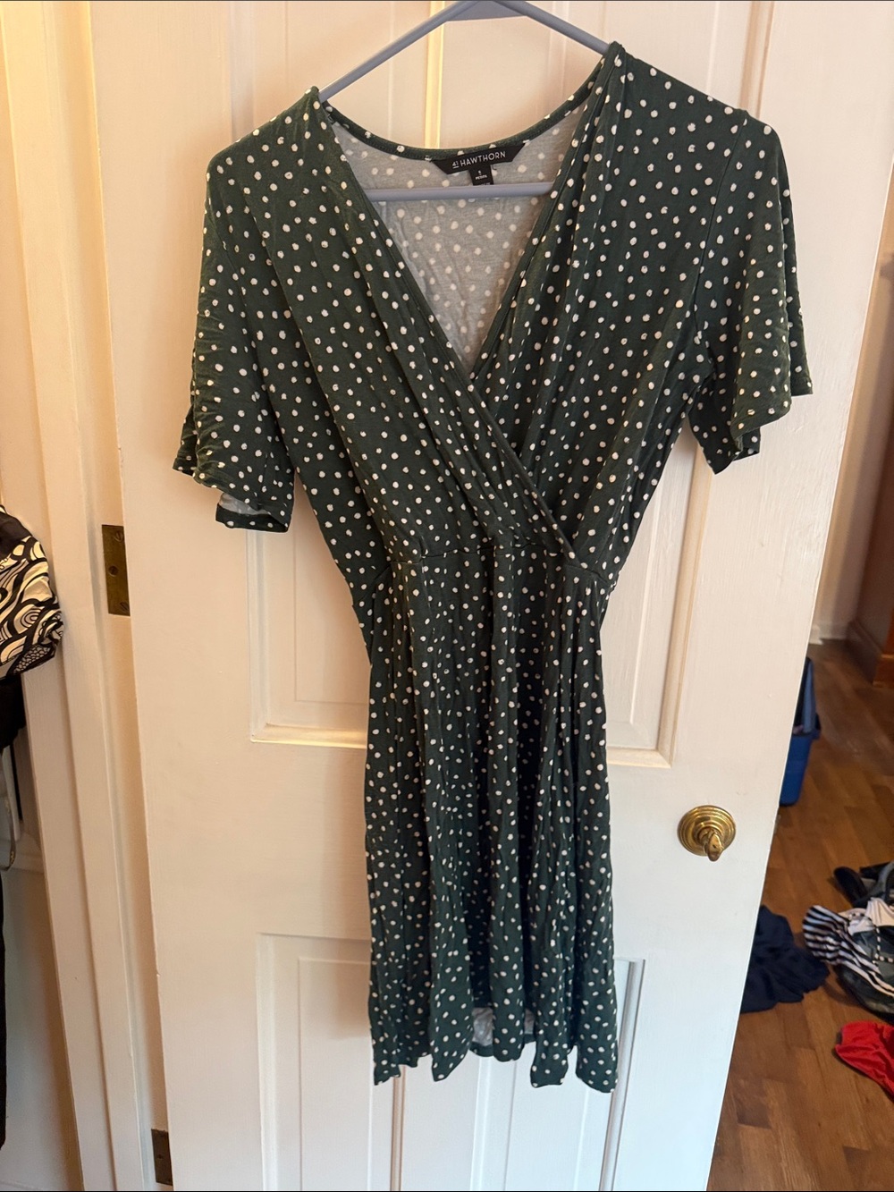 41 Hawthorn Forest Green Polka Dot Midi Wrap Dress